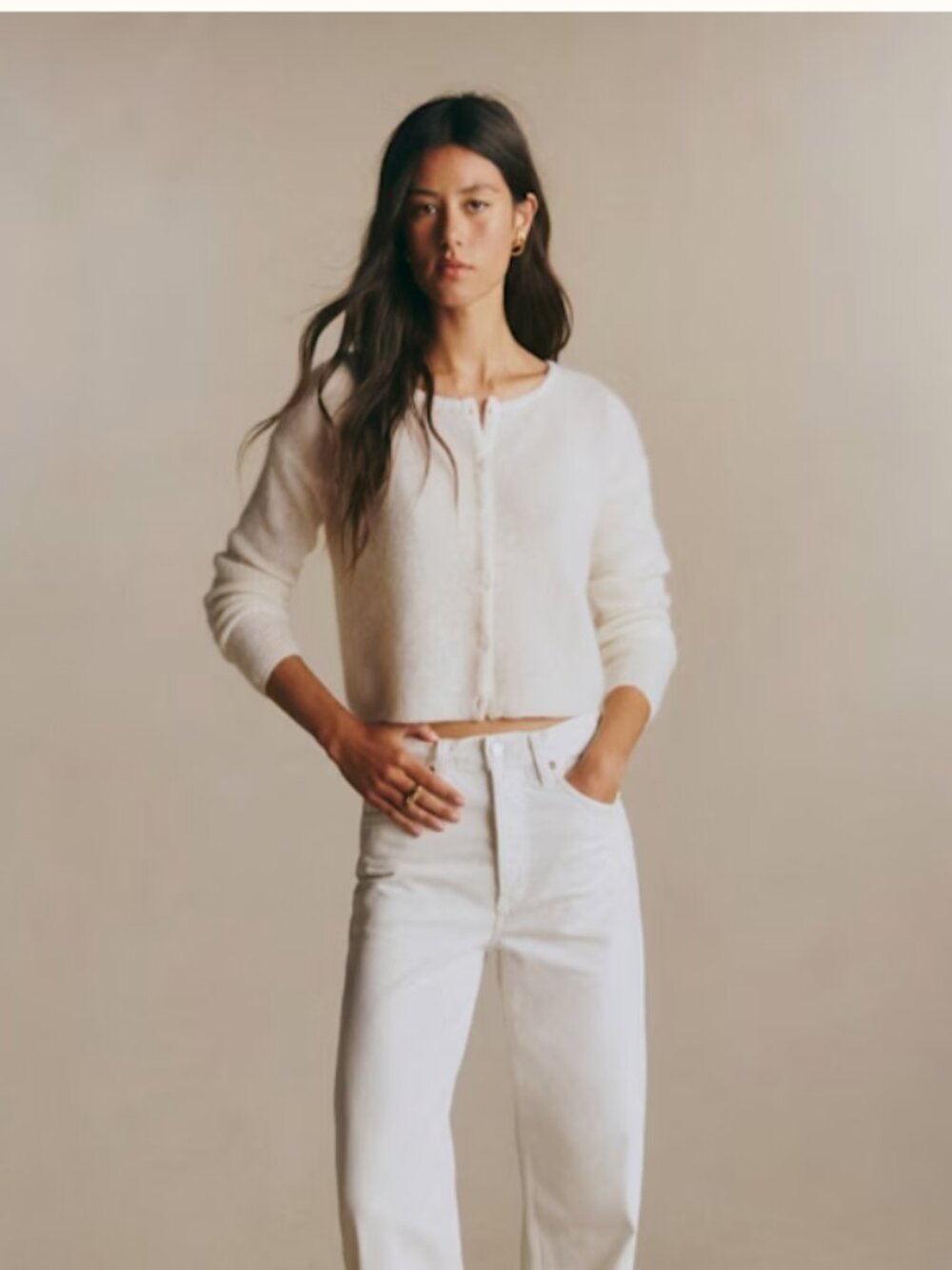 Sézane Gaspard Crop Cardigan Ercu Sweater sz MED